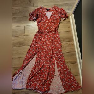 French Connection Cerisier Floral Print V-Neck Midi Length Dress